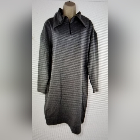 - NWT QUARTER ZIP MULTI WAY COLLAR CASUAL BEACH SWEAT SHIRT DRESS MEDIUM - Picture 4 of 10